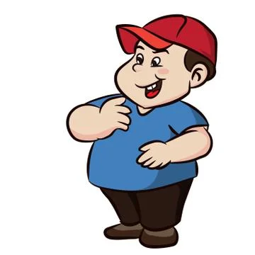 Cartoon Fat boy with smiling - Vector clipart illustration Stock Illustration