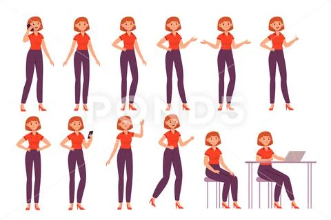Set of young man in different poses. Vector cartoon character in a flat  style for your projects. Stock Vector | Adobe Stock