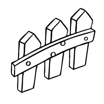 Cartoon fence rustic line vector illustration Stock Illustration