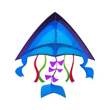 Cartoon festive blue triangular paper kite Stock Illustration