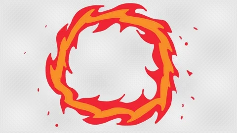 Cartoon fiery ring in 2D style on a black screen. Stock video with a fire Stock Footage 334658348