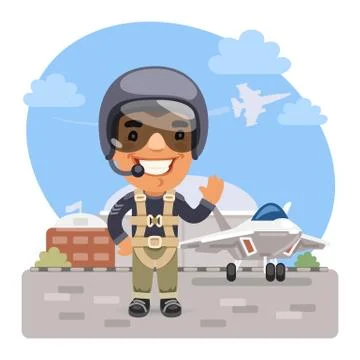 Cartoon Fighter Pilot Stock Illustration