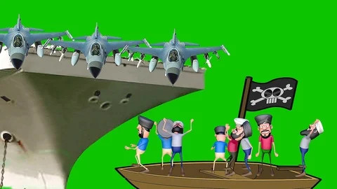 Cartoon fighting situation between two countries Stock Footage 124057974