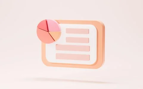 Cartoon financial data chart, bar graph, line chart and pie, 3d rendering. Stock Illustration