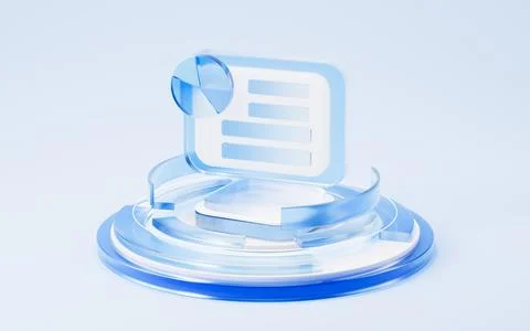 Cartoon financial data chart, bar graph, line chart and pie, 3d rendering. Stock Illustration