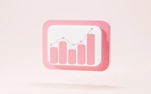 Cartoon financial data chart, bar graph, line chart and pie, 3d rendering. Stock Illustration