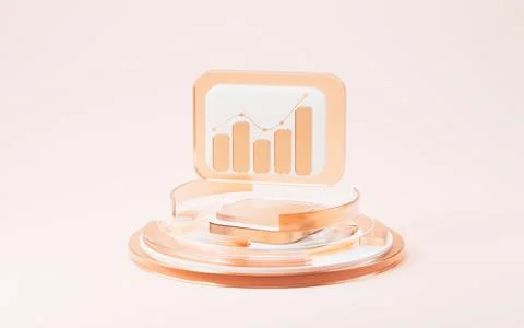 Cartoon financial data chart, bar graph, line chart and pie, 3d rendering. Illustrazione stock