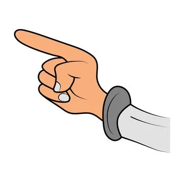 Cartoon finger hand, click comic cursor, pointer mouse tap arrow Illustrazione stock