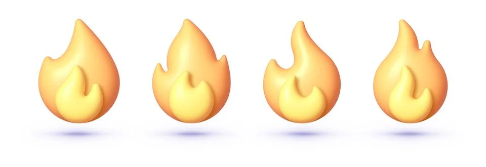 Cartoon fire 3d set for concept design. Design element. Render sprite of fire Stock Illustration