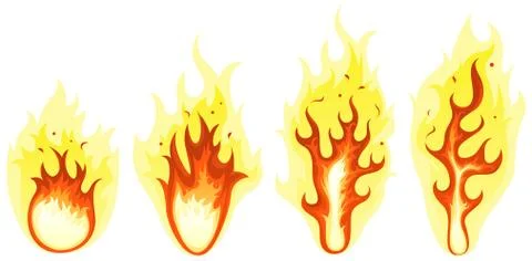 Cartoon fire and burning flames set Stock Illustration