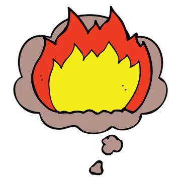Cartoon fire and thought bubble Illustrazione stock