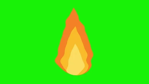 Cartoon fire animation with VFX flames on green background Stock Footage 344567661