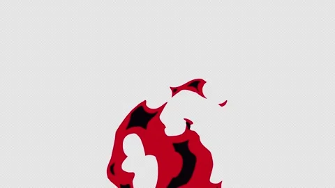 Cartoon fire black and red with alpha channel, anime fire Stock Footage 286240108