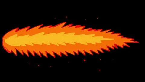 Cartoon fire on a black screen. Stock video with a long flame tail in 4K. Stock-Footage 334657049