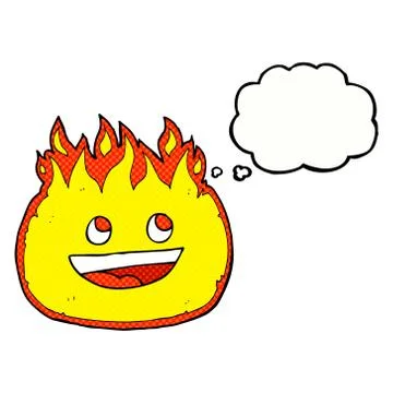 Cartoon fire border with thought bubble Illustrazione stock