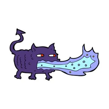 Cartoon fire breathing imp Stock Illustration