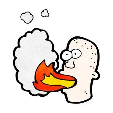 Cartoon fire breathing man Stock Illustration