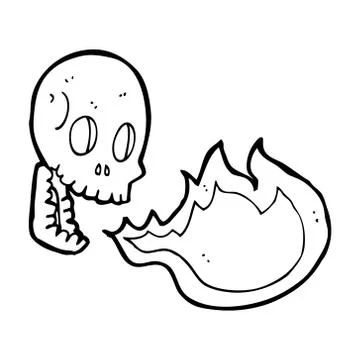 Cartoon fire breathing skull Stock Illustration