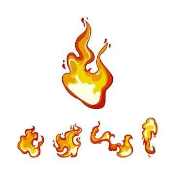 Cartoon fire flame and burning bonfire effects 스톡 일러스트