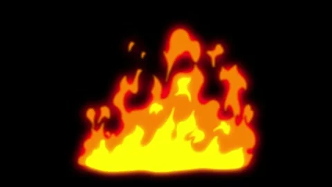 Cartoon fire flame burning animation on Black Background Alpha channel. Stock Footage 322784363