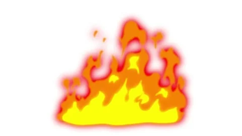 Cartoon fire flame burning animation loop isolated on white background. Stock Footage 322784468