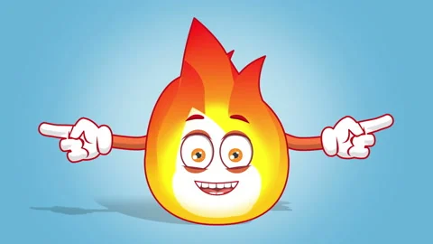 Cartoon Fire Flame Happy Double Side Pointer Speak with Face Animation 스톡 동영상 100262915