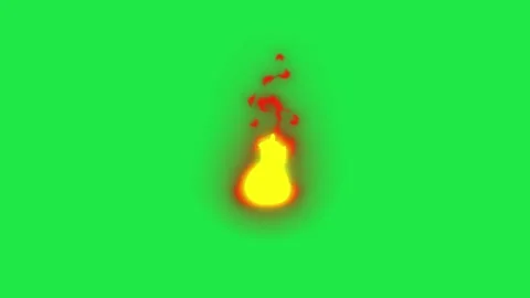 Cartoon Fire Flame Loop Animation Effect Isolated On Green Screen Video stock 303387983