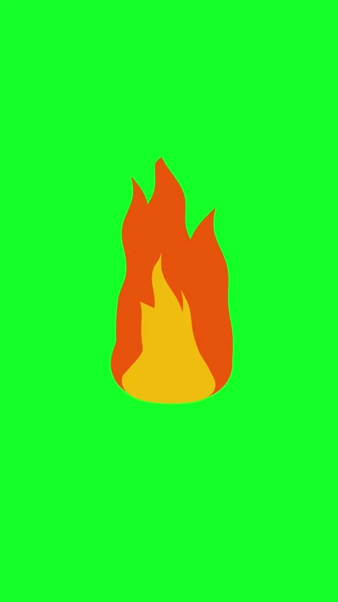 Cartoon Fire Flame Loop Animation On Green Screen Stock Footage 346566502