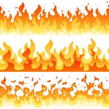 Cartoon fire flame vector seamless frame borders Stock Illustration