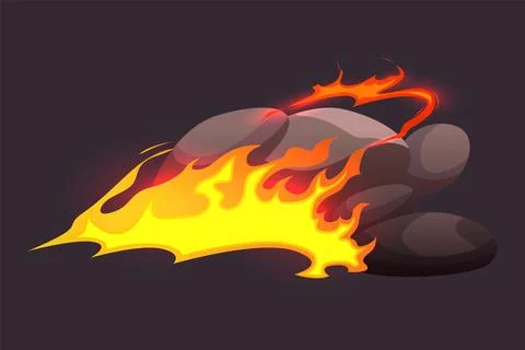 Cartoon fire game effect. Hot flame comic graphic illustration for ui design Stock Illustration