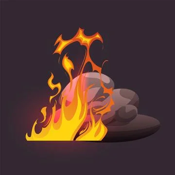 Cartoon fire game effect. Hot flame comic graphic illustration for ui design Stock Illustration