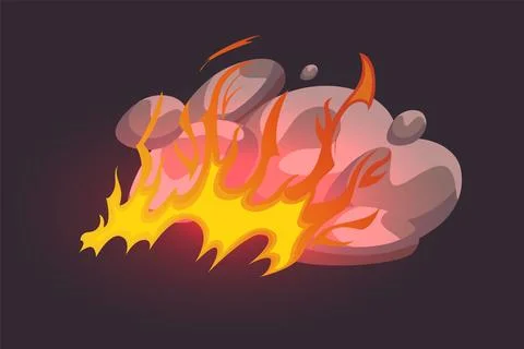 Cartoon fire game effect. Hot flame comic graphic illustration for ui design Stock Illustration