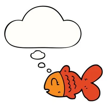 Cartoon fish and thought bubble Stock Illustration
