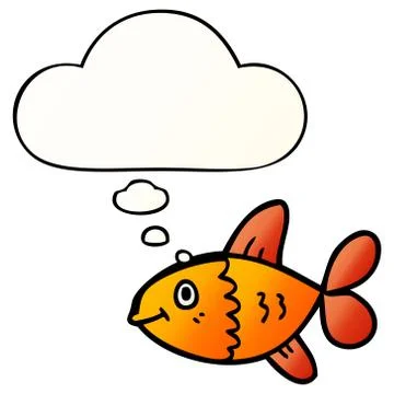 Cartoon fish and thought bubble in smooth gradient style Stock Illustration