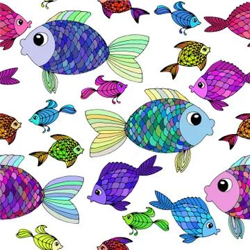 Cartoon Fish background. Stock Illustration