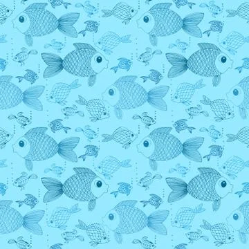 Cartoon Fish background. The third set. Stock Illustration