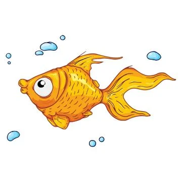 Cartoon fish with bubbles. Vector illustration of a funny fish. Hand drawn fi Stock Illustration