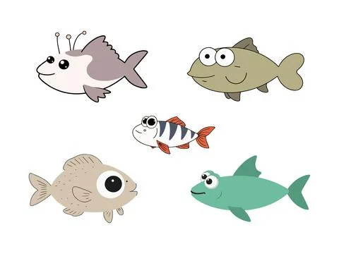 Cartoon Fish Collection 库存插图