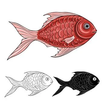 Cartoon Fish, flat style vector illustration Stock Illustration
