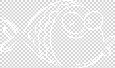 Cartoon fish is floating on transparent background, featuring white line art Stock Illustration