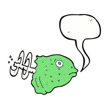 Cartoon fish head with speech bubble Stock Illustration