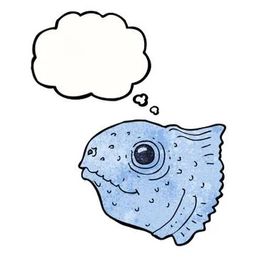 Cartoon fish head with thought bubble Stock Illustration