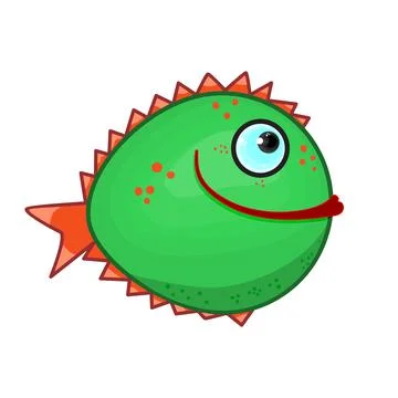 Cartoon fish isolated on white background. Cute kawaii colorful fish. Stock Illustration