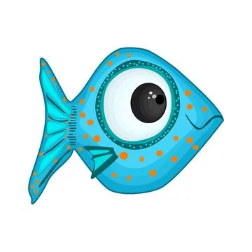Cartoon fish isolated on white background. Aquarium or sea animal. Stock Illustration