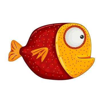 Cartoon fish isolated on white background. Aquarium or sea animal. Stock Illustration