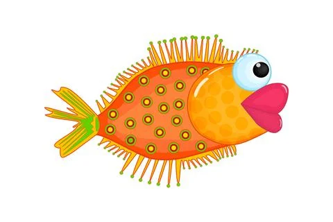 Cartoon fish isolated on white background. Colorful aquarium or sea animal. Stock Illustration