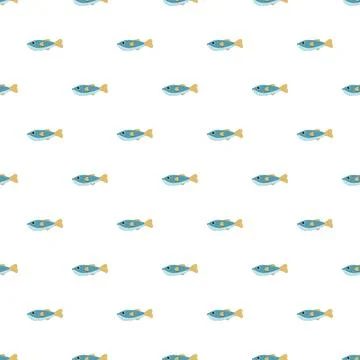 Cartoon fish pattern creating seamless marine background Stock Illustration