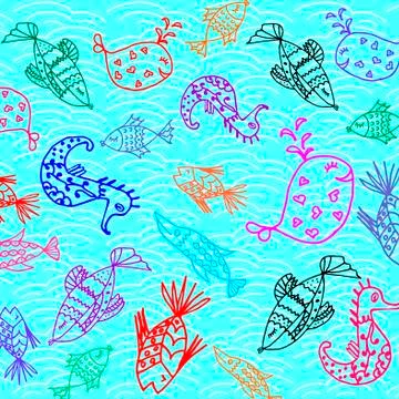 Cartoon fish pattern Stock Illustration