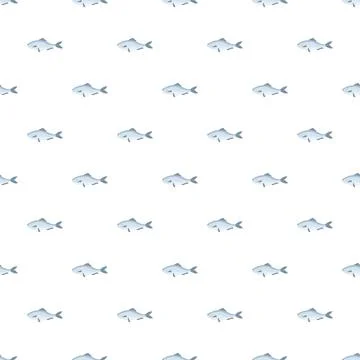 Cartoon fish seamless pattern design on white background Stock Illustration