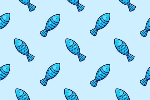 Cartoon fish. Seamless vector pattern Stock Illustration